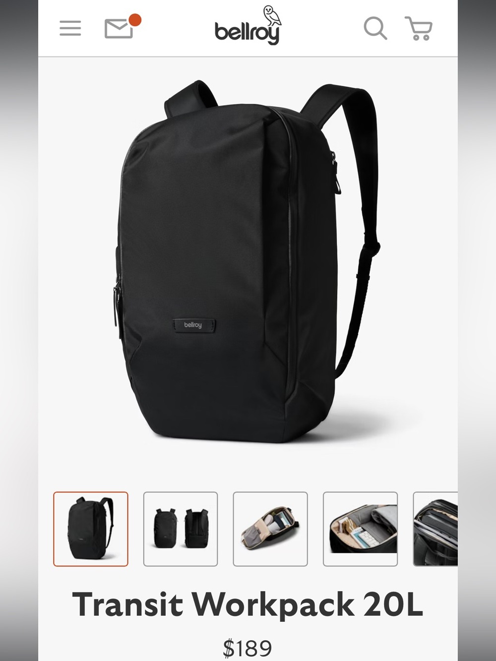 Bellroy Transit Workpack 20L Backpack - Black - excellent condition!